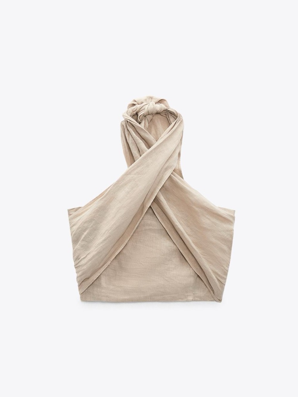 Zara Taupe Cross-Halter Crop Top